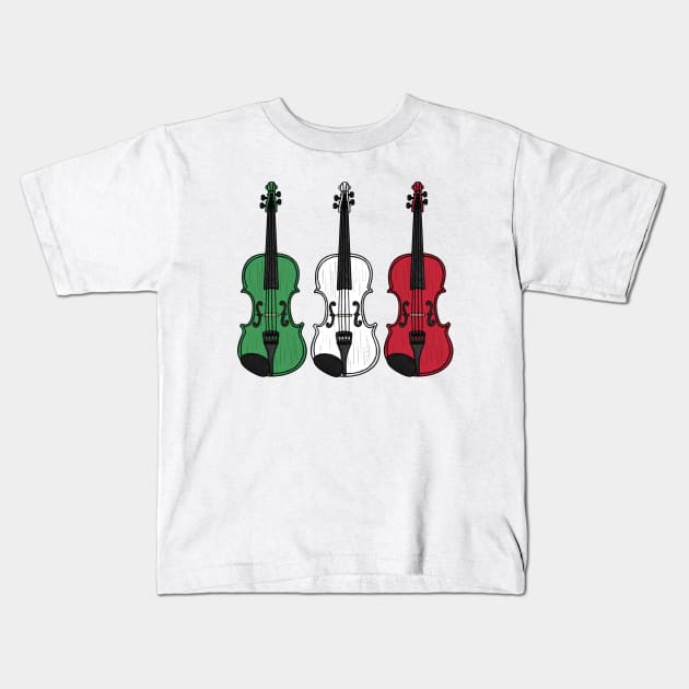 Violin Italian Flag Violinist Musician Italy Kids T-Shirt by doodlerob